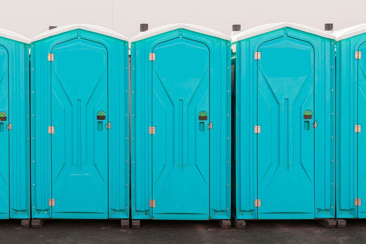 Industrial portable restroom units at a plant in Franklin, Tennessee