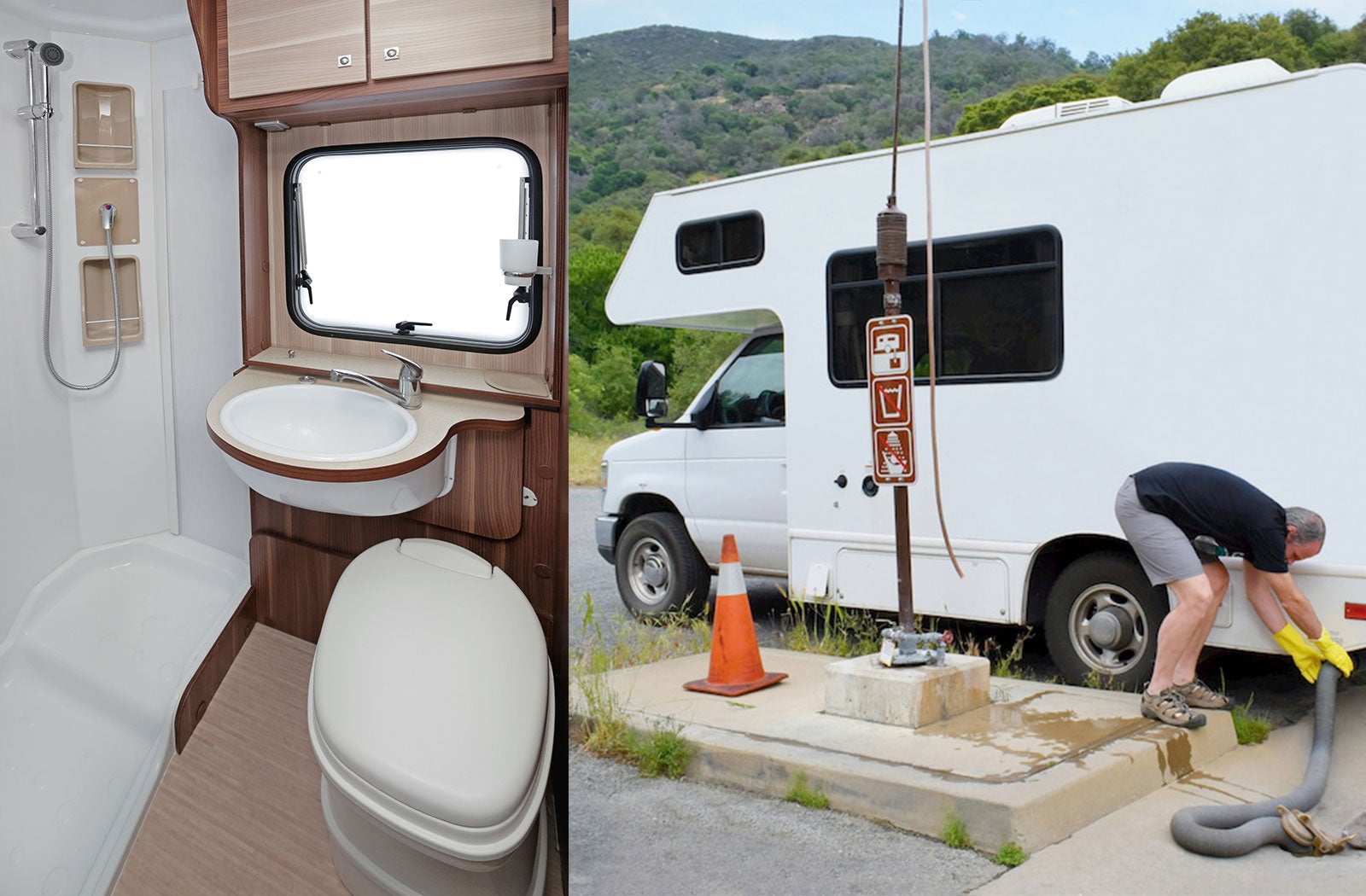 Portable RV/camper toilet and holding tank setup in Franklin, Tennessee