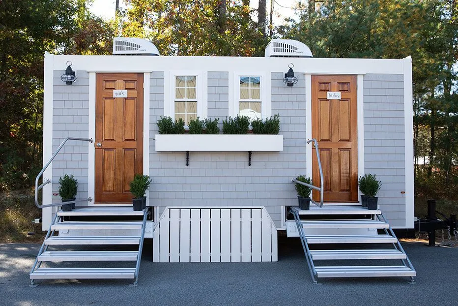 Wedding restroom units discretely staged at a venue in Franklin, Tennessee